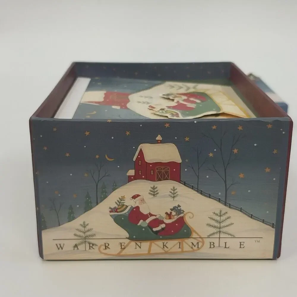 Warren Kimble Holiday Greeting Cards Set of 14 w Decorative Storage Box America